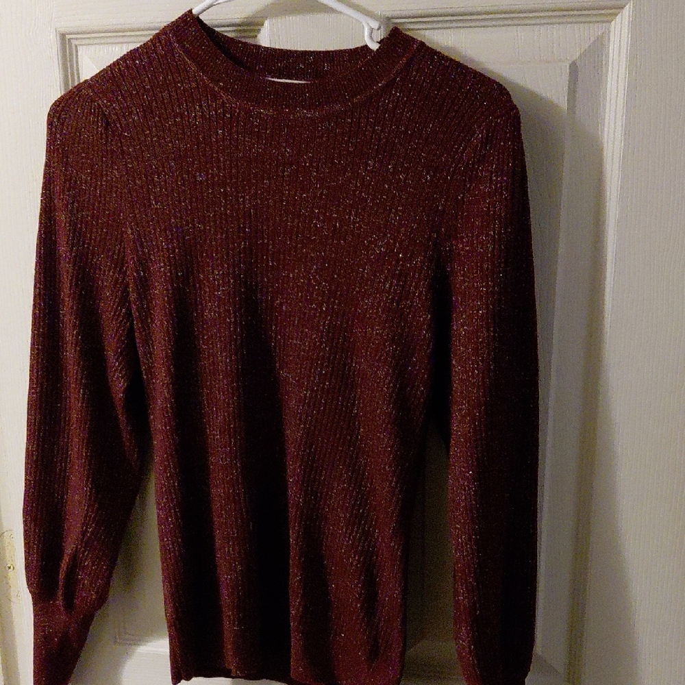 LOFT Women's Deep Red Crewneck Sweater